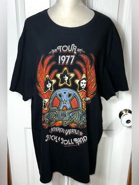 Aerosmith Graphic Tee Band Tee T Shirt Top Black Men’s L (Women’s XL)